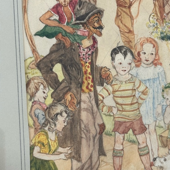 Antique Pencil Drawing w Water Colour - Picture 9 of 13